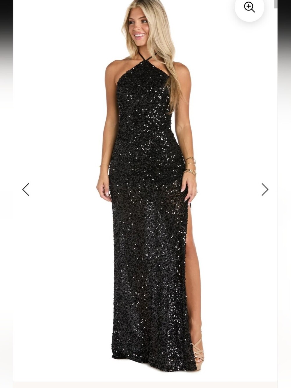 Morgan & Co NWT $179 Black Sequin Halter Maxi Gown Dress Size 13 Party